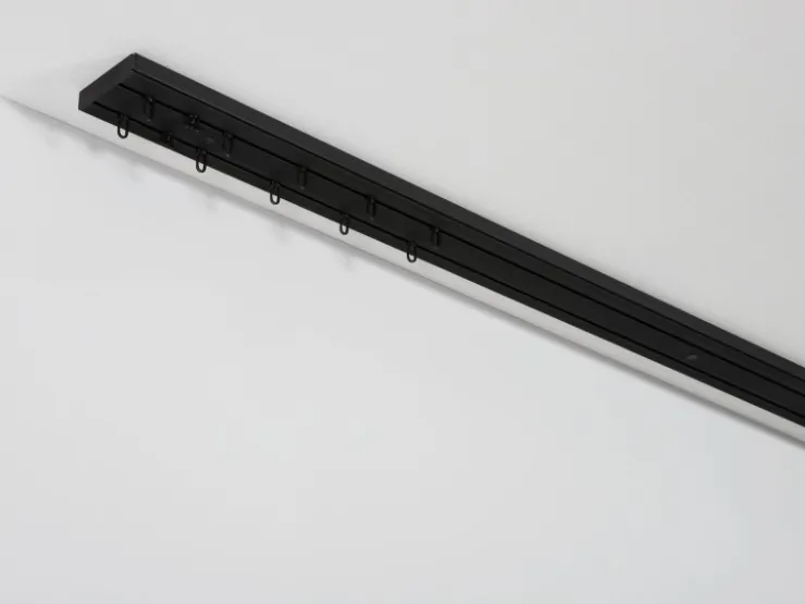 Gardinia Vorhangschienen-Set 2-Lauf Schwarz 210 cm* Insektenschutz|Gardinenschienen