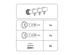 Gardinia Wandlager Lugano für Ø 28 mm 2-er Pack* Seilspanngarnituren