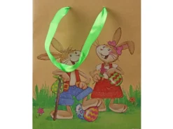 Geschenktasche Hasenkinder 25,2 cm x 18,2 cm x 07, cm Bunt* Ostern