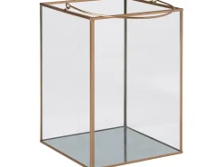 Glas-Laterne Safari Lodge 22 cm x 17 cm x 17 cm Gold-Rahmen* Laternen