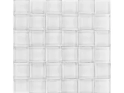Glasmosaikmatte 3D White glänzend 25,8 cm x 25,6 cm