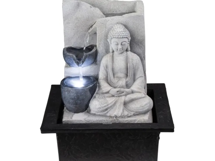 Globo LED-Brunnen Albert Kunststoff Grau