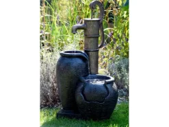 Dobar Großer Design-Gartenbrunnen mit Handpumpe 47,5 cm x 38,5 cm x 84 cm