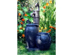 Dobar Großer Design-Gartenbrunnen mit Handpumpe 47,5 cm x 38,5 cm x 84 cm