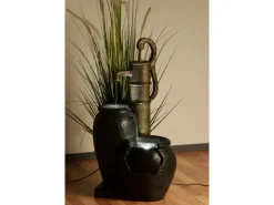 Dobar Großer Design-Gartenbrunnen mit Handpumpe 47,5 cm x 38,5 cm x 84 cm