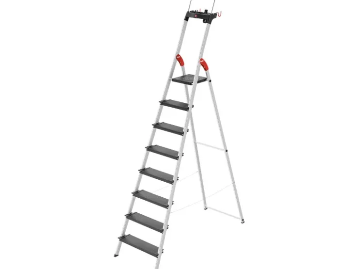 Hailo Alu-Sicherheits-Stehleiter L100 TopLine 8-stufig