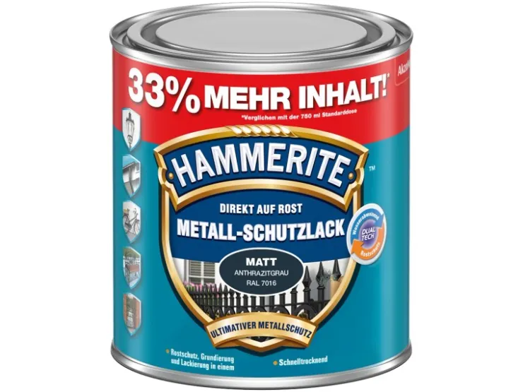 Hammerite Metall-Schutzlack Anthrazit matt 1 l* Speziallacke