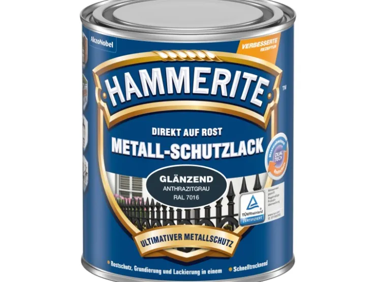 Hammerite Metall-Schutzlack Anthrazitgrau Glänzend 750 ml