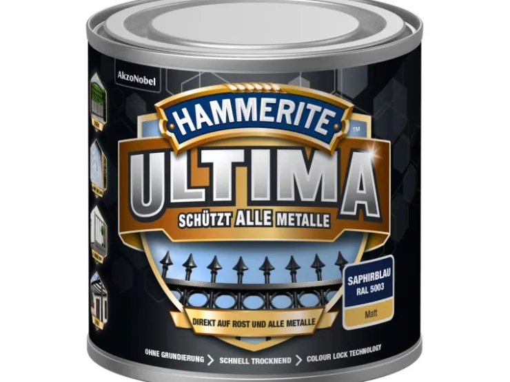 Hammerite Metallschutz-Lack Ultima Matt 250 ml RAL5003* Speziallacke