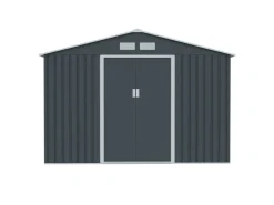 HATTORO S300 Metall Gerätehaus mit Bodenrahmen 12,5 m³ Satteldach Dunkel* Aufbewahrung