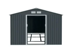 HATTORO S300 Metall Gerätehaus mit Bodenrahmen 12,5 m³ Satteldach Dunkel* Aufbewahrung