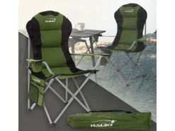 HAUKI Campingstuhl Faltbar Khaki mit Getränkehalter und Tragetasche