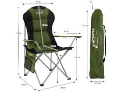 HAUKI Campingstuhl Faltbar Khaki mit Getränkehalter und Tragetasche
