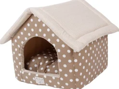 Heim Haustier-Haus Dots Gr. M mit Punkten 58 cm x 48 cm x 54 cm Beige* Kissen|Hundebedarf