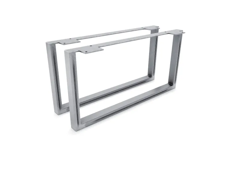 HEVVA Möbelfüße GRAZ 25 cm Hoch 50 cm Tief 2er Set Rohstahl-Klarlack