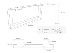HEVVA Möbelfüße GRAZ 10 cm Hoch 45 cm Tief 2er Set Rohstahl-Klarlack* Klarlacke