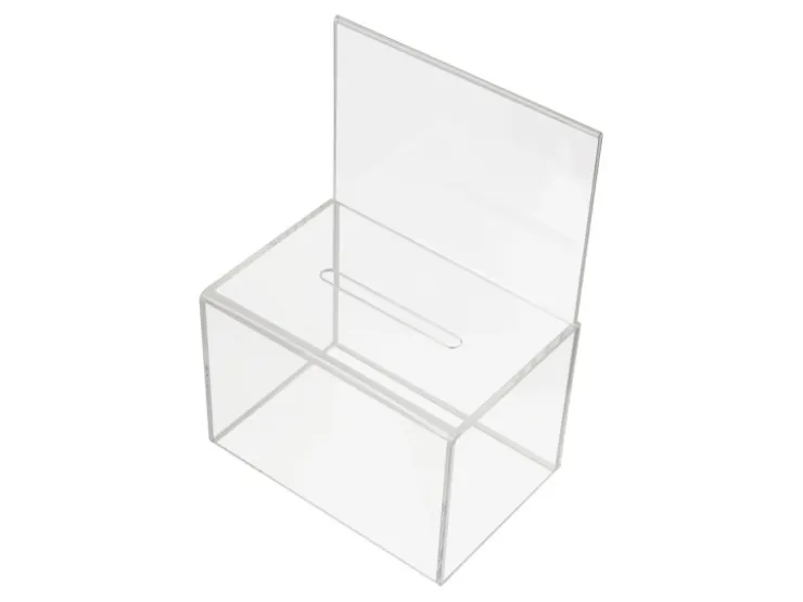 HMF 46916 Acryl Spendenbox Blatteinschub 22 x 15 x 15 cm DIN A4 Transparent