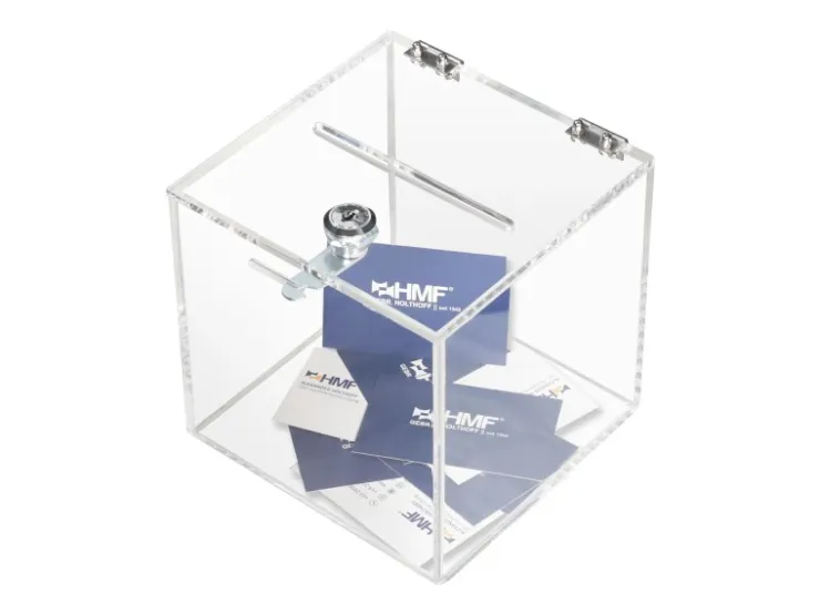 HMF 46919 Acryl Spendenbox Schloss 15 x 15 x 15 cm DIN A6 Transparent