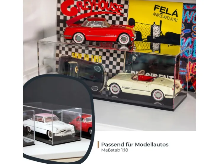 HMF 46805 Acryl Vitrine Schaukasten für Modellautos Figuren 50 x 16 x 18 cm Transparent* Vitrinen