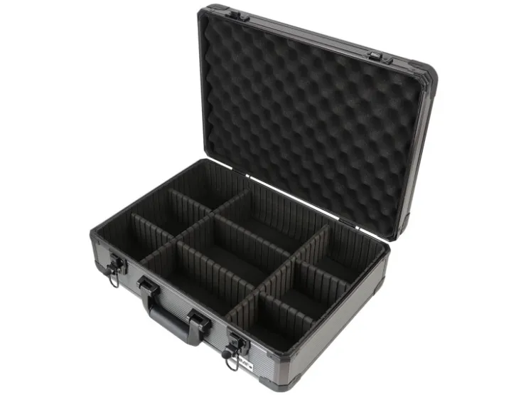 HMF 14502-02 Alu Transportkoffer Kamerakoffer Aufbewahrungskoffer Individuelle Facheinteilung 46 x 15 x 33 cm* Aufbewahrung