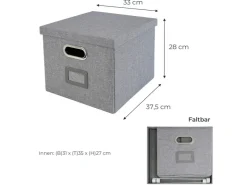 HMF 250473-12 Aufbewahrungsbox Deckel DIN A4 Hängeregister Kallax 33 x 37 x 28 cm