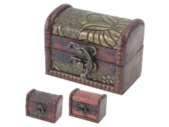 HMF 6415-108 Schatztruhe 3er Set Schatzkiste Holzkiste Ringbox 8 x 5 x 6 cm Hochzeitsgeschenk