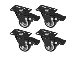 HMF 6710 Schwerlastrollen Bremse Polyurethan 4 Stück 38 mm bis 300 kg Schwarz