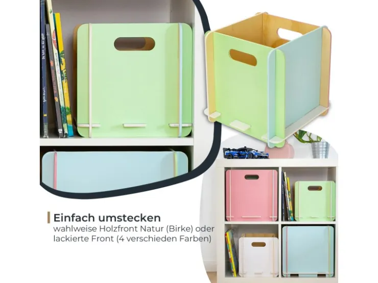 HMF Aufbewahrungsbox 3740 Holz zum Zusammenstecken 25cm in Mehrfarbig* Holzregale
