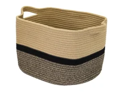 HMF Aufbewahrungskorb Griffen Korb Baumwolle 36 x 30 x 25 cm Schwarz-Honig* Aufbewahrung