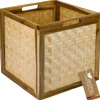 HMF Aufbewahrungskorb Kallax Regale Korb Rattan Wiener Geflecht und Akazienholz Muster 1 32 x 34 x 32 cm* Aufbewahrung
