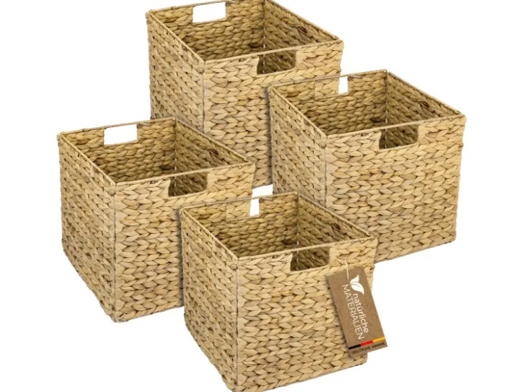 HMF Aufbewahrungskorb Korb Geflochten Wasserhyazinthe Seegras Kallax 32 x 34 x 32 cm 4er Set