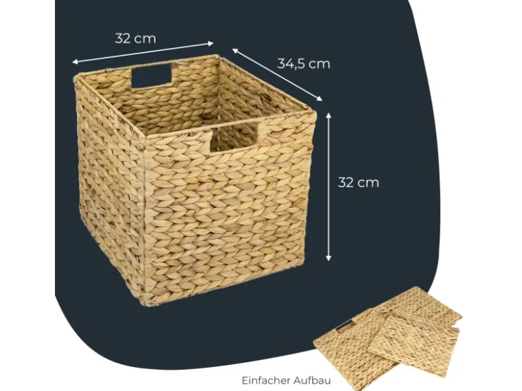 HMF Aufbewahrungskorb Korb Geflochten Wasserhyazinthe Seegras Kallax 32 x 34 x 32 cm 4er Set