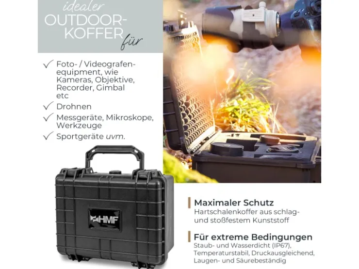 HMF ODK100 Outdoor-Fotokoffer Transportkoffer Rasterschaumstoff 23 x 19 x 11 cm* Aufbewahrung