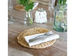 HMF 37230-S6 Tischset Rund Geflochten aus Wasserhyazinthe Platzset Abwaschbar 6er Set 30 cm* Tischdecken