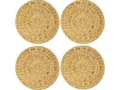 HMF 37231-S4 Tischset Rund Geflochten aus Wasserhyazinthe Platzset Abwaschbar 4er Set 35 cm* Tischdecken
