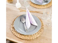 HMF 37231-S4 Tischset Rund Geflochten aus Wasserhyazinthe Platzset Abwaschbar 4er Set 35 cm* Tischdecken