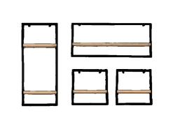 holz4home 4 Teiliges Wandregale in Schwarz Gerahmt von Hellgrau ohne Baumkante* Schweberegale