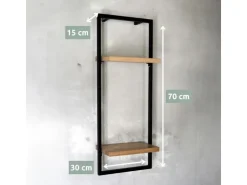 holz4home 4 Teiliges Wandregale in Schwarz Gerahmt von Hellgrau ohne Baumkante* Schweberegale