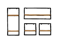 holz4home 4 Teiliges Wandregale in Schwarz Gerahmt von Natur ohne Baumkante