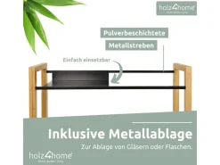 holz4home Getränkekistenregal aus Holz Inklusive Edelstahlablage 8 Kisten Schwarz