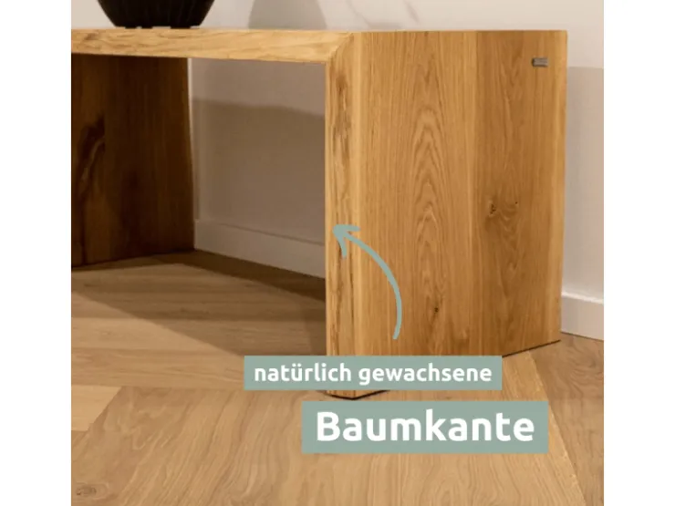 holz4home Massivholz Hocker Bank aus Eiche mit Baumkante S