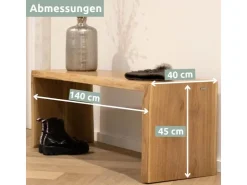 holz4home Massivholz Hocker Bank aus Eiche mit Baumkante XL* Garderoben
