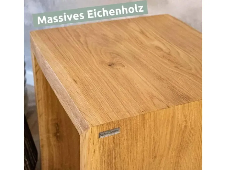 holz4home Massivholz Hocker Bank aus Eiche mit Baumkante XS* Garderoben