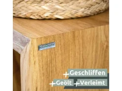 holz4home Massivholz Hocker Bank aus Eiche mit Baumkante XS* Garderoben