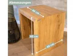 holz4home Massivholz Hocker Bank aus Eiche mit Baumkante XS* Garderoben