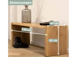 holz4home Massivholz Hocker Bank aus Eiche mit Baumkante L