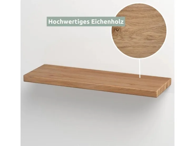 holz4home Schwebendes Wandregal aus Eiche 80cm Ohne Baumkante Natur* Regale Massivholz