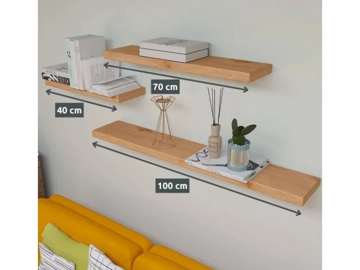 holz4home Schwebendes Wandregal aus Eiche 80cm Ohne Baumkante Natur* Regale Massivholz