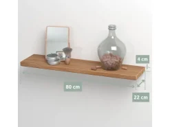 holz4home Schwebendes Wandregal aus Eiche 80cm Ohne Baumkante Natur* Regale Massivholz