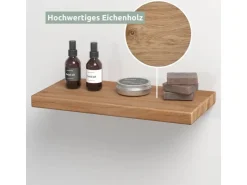 holz4home Schwebendes Wandregal aus Eiche 40cm Ohne Baumkante Natur* Wandregale